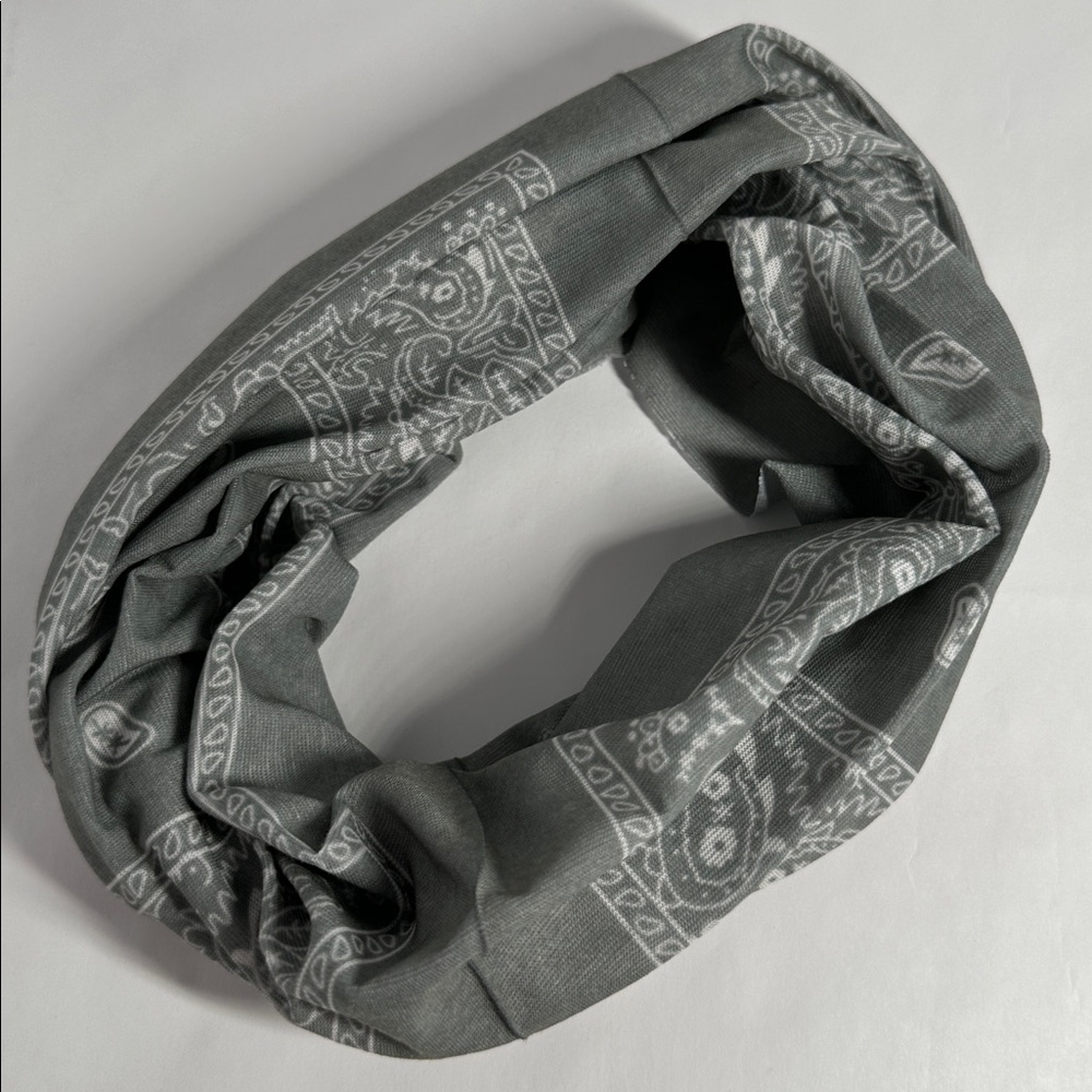 Wide Gray Bandana Pattern Headband - #2058